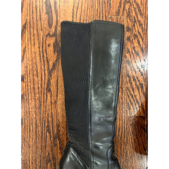 Women's Rudsak Black Leather Wedge Knee High Boots - Picture 3 of 12